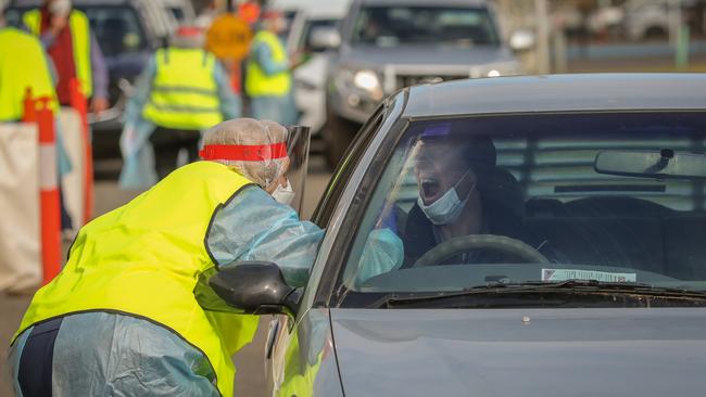 A drive through testing site COVID-19 in Mildura. Picture: Darren Seiler