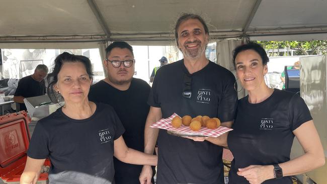 Patricia Cvri, Yj Kim, Mauro Manenti and Tania Lera from Pasta and Vino at the La Festa - Food and Wine day as part of Cairns Italian Festival at Fogarty Park. Picture: Andreas Nicola