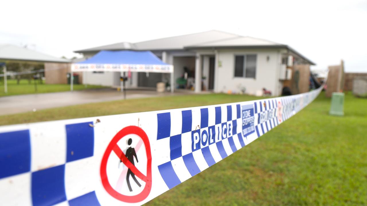 The Scullen Ave address was taped off with evidence markers identifying points of interest on the driveway last week following the death of Carolyn McCarthy. Picture: Peter Carruthers