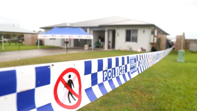 The Scullen Ave address was taped off with evidence markers identifying points of interest on the driveway last week following the death of Carolyn McCarthy. Picture: Peter Carruthers