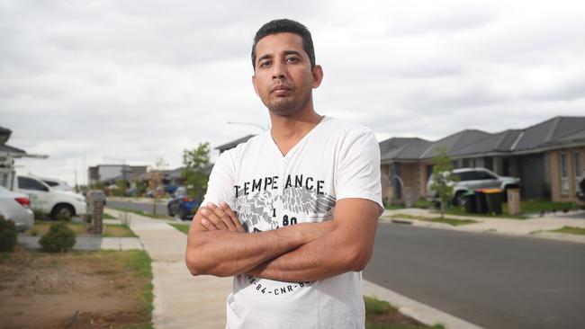 Sandeep Kumar said he had to use more than two tonnes of soil to fix ground settlement issues on his property on Navy Rd. Picture: Richard Dobson