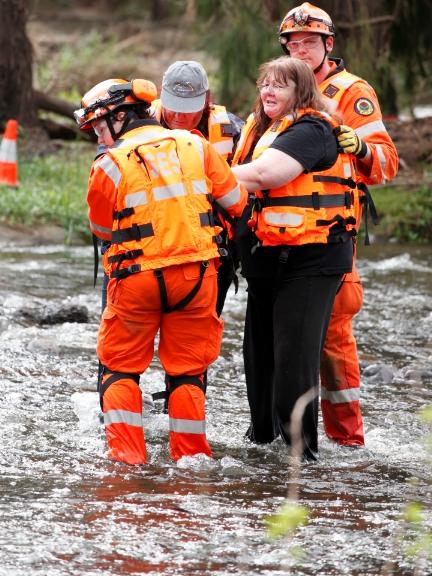 Volunteers from NSW SES Bankstown unit assist with a rescue.