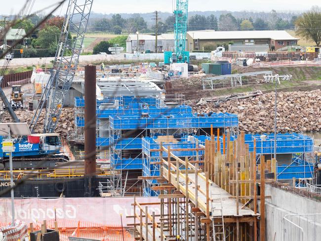 The view of the new bridge construction at Thompsons Square in Windsor. Picture: Jordan Shields