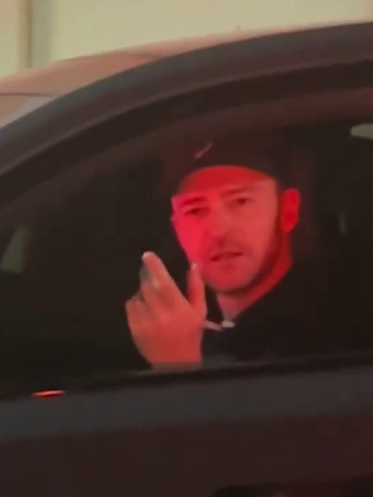 Justin Timberlake was filmed in an ugly confrontation with fans while behind the wheel of his car.