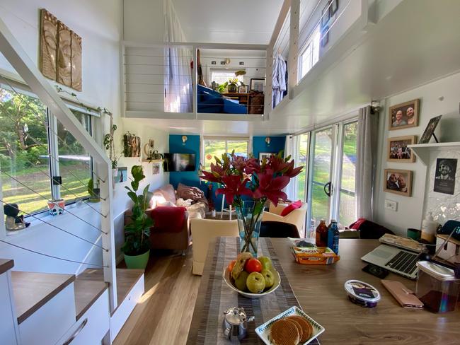 Coby Koster’s tiny house has a loft space, 2m deck and even a jacuzzi. Picture: Supplied