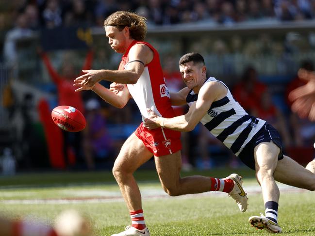 A trademark grand final moment for the Cat, running down James Rowbottom.