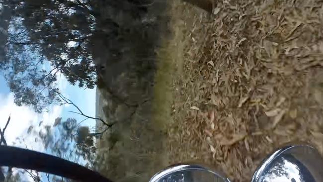Video captured the motorbike smashing into the boundary fence. Picture: Dash Cam Owners Australia