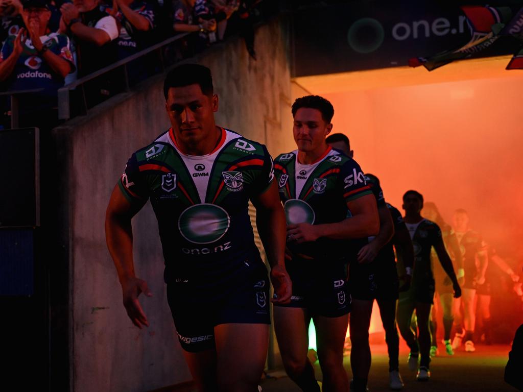 Roger Tuivasa-Sheck of the Warriors runs onto the field during the round one NRL match between New Zealand Warriors and Cronulla Sharks. Picture: Hannah Peters/Getty Images