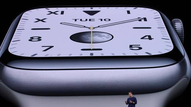 Apple’s Vice President Product Marketing Stan Ng talks about the new Apple Watch Series 5. Picture: Getty Images/AFP