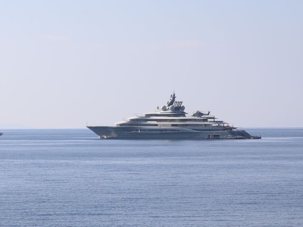 Another one of Jeff Bezos' superyachts, the 'Flying Fox', has a length of 136m is seen anchored offshore of Turkey.