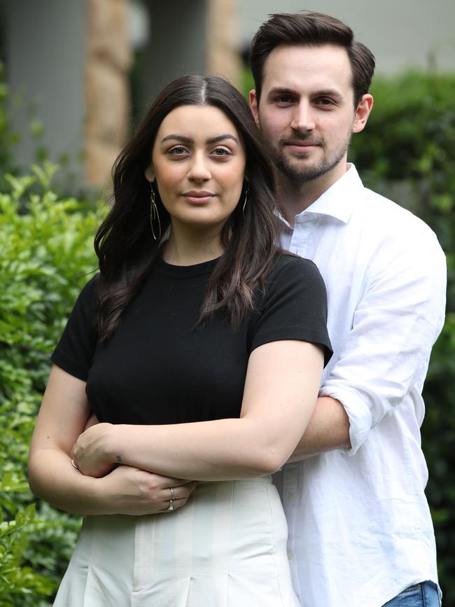 Natalie Fornasier with her partner Alexander Puchta, who has supported her through her battle with cancer. Picture: David Swift