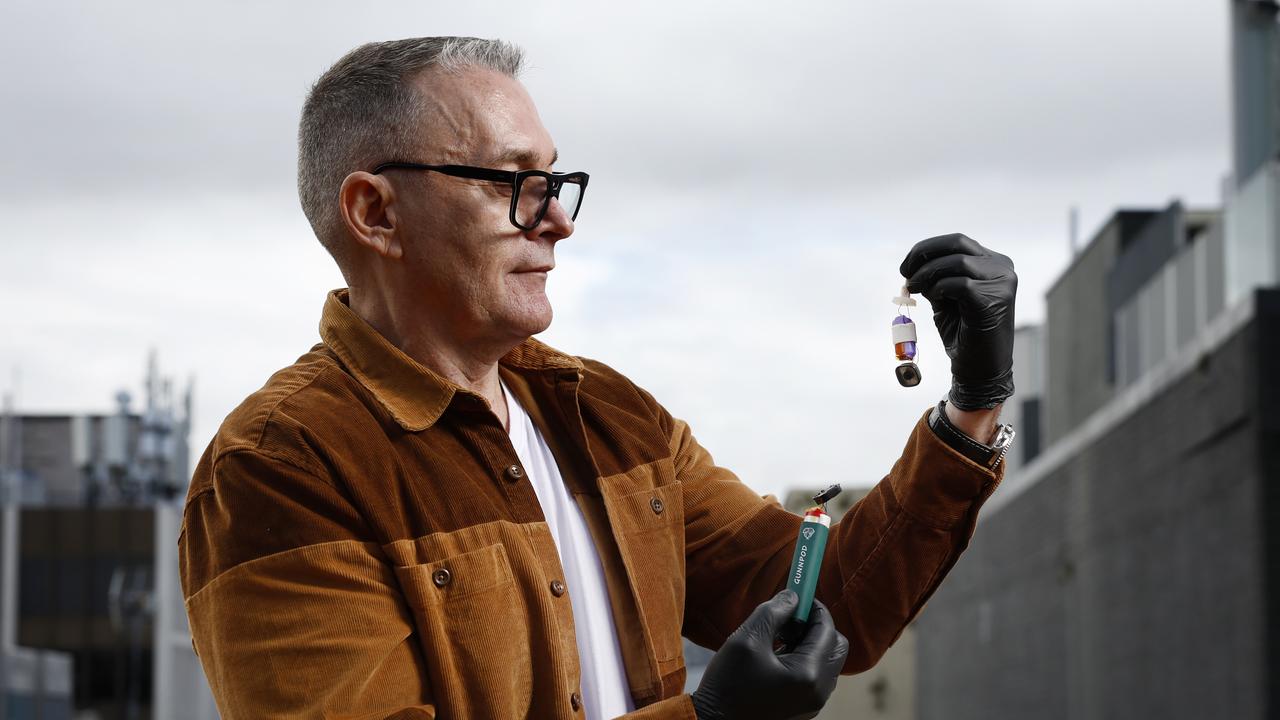 Pictured with parts of a dismantled vape is Paul Dillon founder of DARTA , a program which visits schools to make students aware of the realities associated with the shoddy and dangerous nature in the manufacturing process of vapes. Picture: Richard Dobson