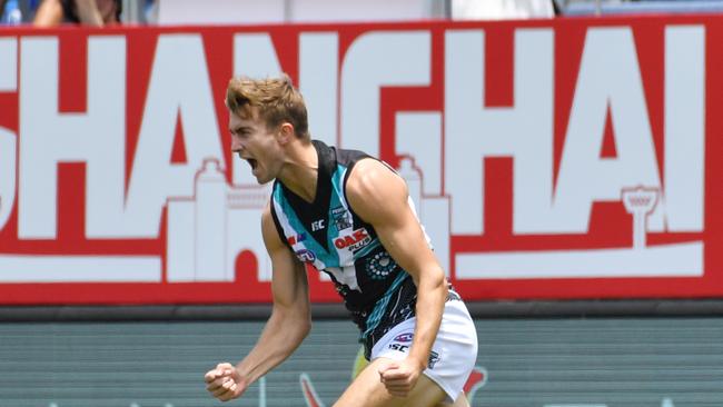 Dougal Howard of the Power during the Round 11 AFL match between the St Kilda Saints and Port Adelaide Power in Shanghai last year. Picture: AAP