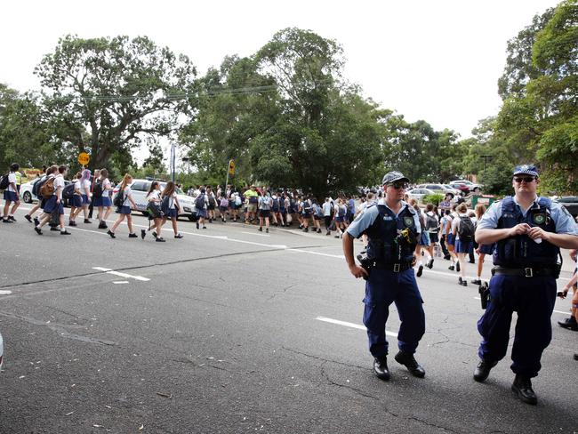 Riverside Girls High students return to school after getting the all clear.