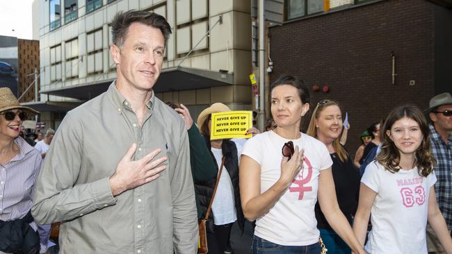 Minns marching at the No More! rally against violence in Sydney. Picture: NCA NewsWire / Monique Harmer