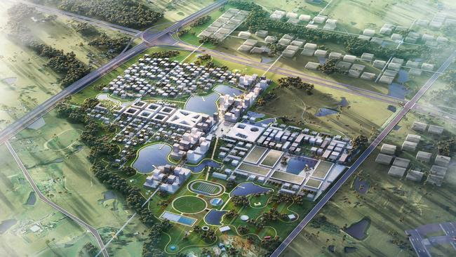 Concept images of property developer BHL's Northern Gateway City, located at the Western Sydney Aerotropolis at Badgerys Creek.