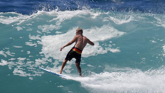 Mick Fanning surfing at Kirra near his Gold Coast home.