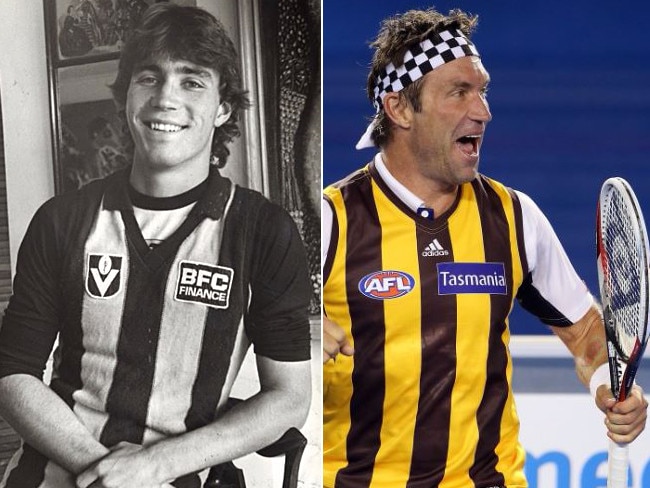 But fellow tennis star Pat Cash can’t get enough of his beloved Hawks and wears the colours in public voluntarily.