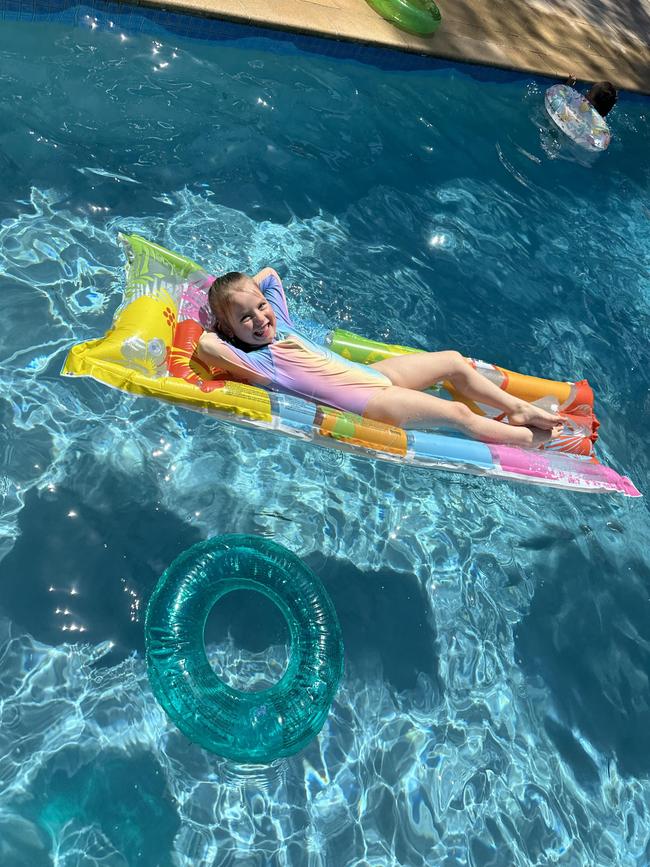 HERALD SUN SUMMER SNAPS 2023/24. Fun in the sun at Grandma’s house - Cadence Brown celebrates her seventh birthday in style. Picture: Felicia Brown, Pakenham. Contact: Feliciabrown08@gmail.com; 0422025667