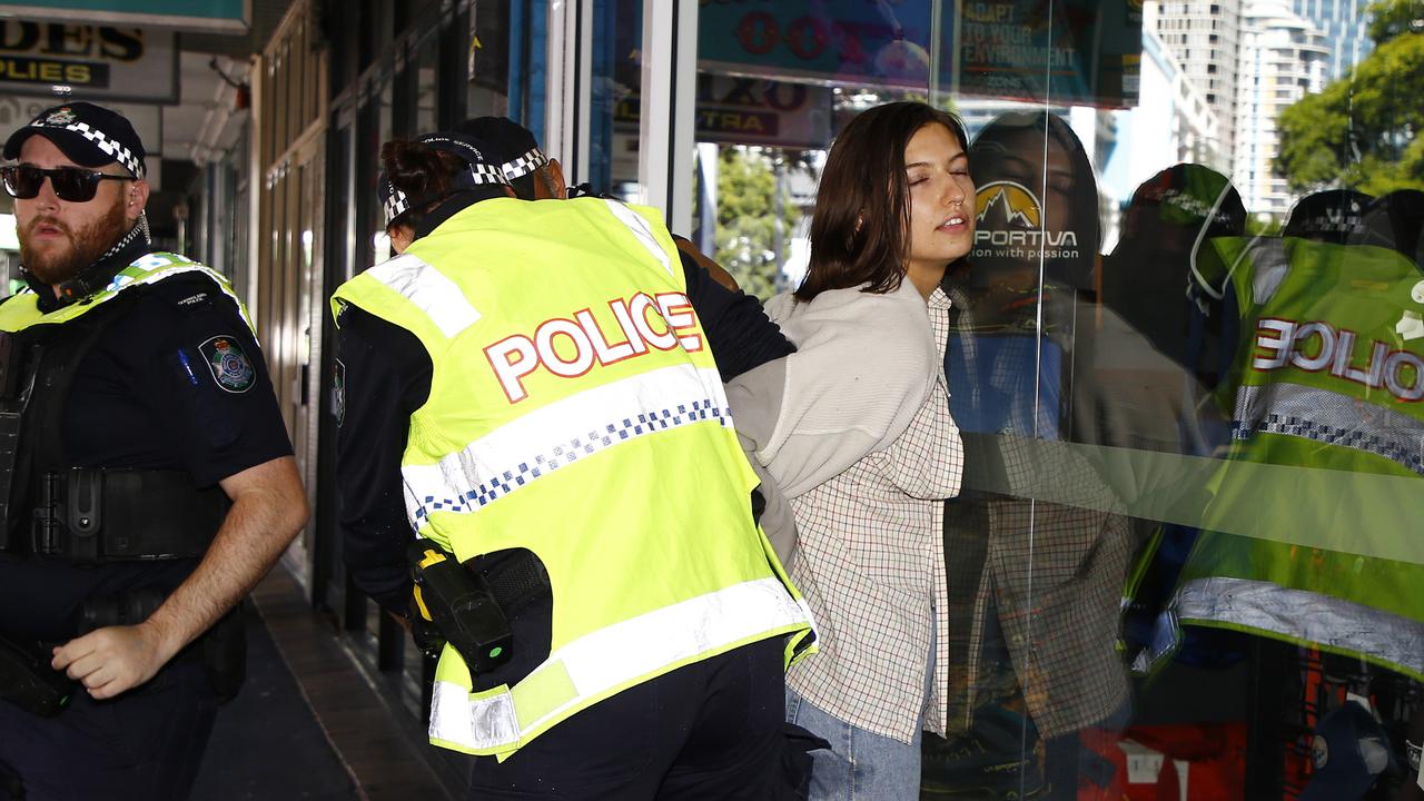 The woman is accused of throwing eggs into the crowd. Picture: NCA NewsWire/Tertius Pickard