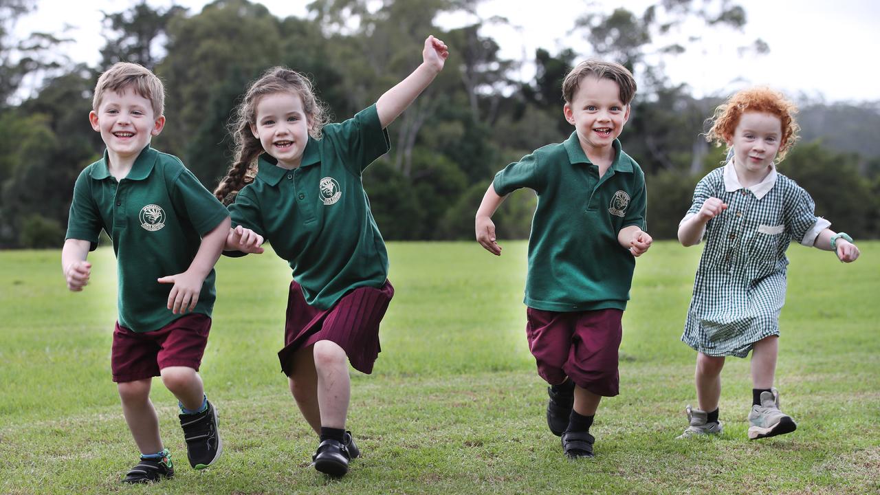 My First year for Springbrook State school prep class (L-R) Fletcher, Edie, Reuben, and Evie. Picture Glenn Hampson.