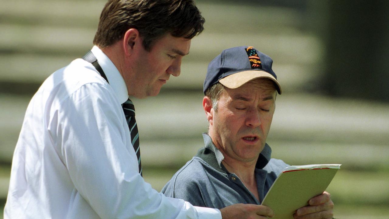 Eddie McGuire and Tim Lane were preparing to lead Channel 9’s football coverage.