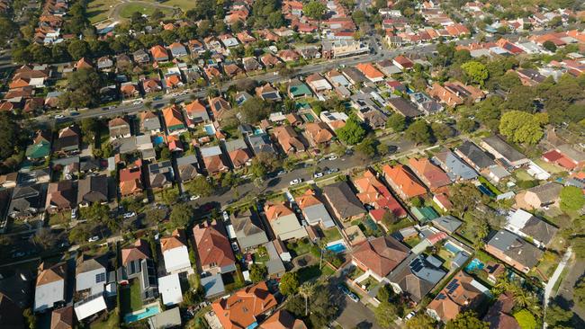 SYDNEY, AUSTRALIA - NewsWire Photos SEPTEMBER 14 2023. Generic housing & real estate house generics. Pic shows aerial view of suburban rooftops in Summer Hill, taken by drone. Picture: NCA NewsWire / Max Mason-Hubers