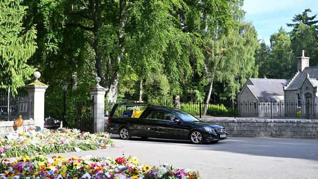 The Queen's funeral cortege leaves Balmoral Castle in Aberdeen, Scotland, on Sunday night (AEST).   Picture: WireImage