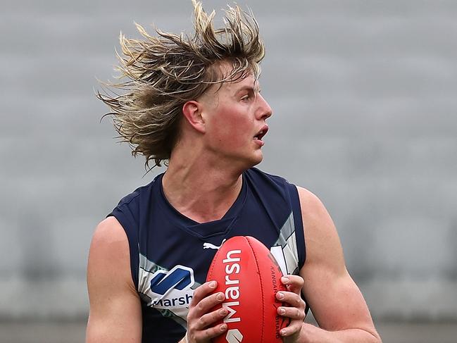 PERTH, AUSTRALIA - JUNE 23: Josh Smillie of Victoria Metro in action during the Marsh AFL National Championships match between U18 Boys Western Australia and Victoria Metro at Optus Stadium on June 23, 2024 in Perth, Australia. (Photo by Paul Kane/AFL Photos/via Getty Images)