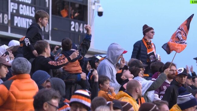 The fans were happy on the famous hill. Photo: Fox Sports