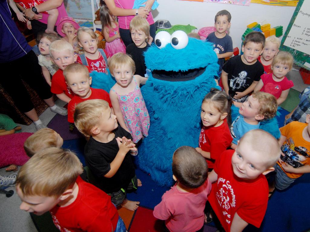 The Cookie Monster visits Mackay Childcare centre Photo Tony Martin / Daily Mercury