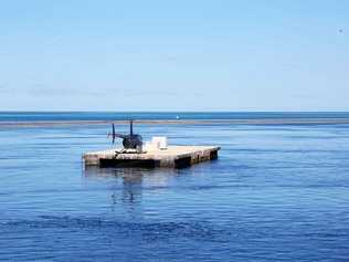 The site of the fatal helicopter crash at the Hardy Reef pontoon. Picture: Peter Carruthers