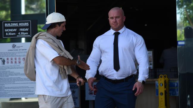 Samuel Joseph Richard Pearce (right), 33, leaving Southport Courthouse on January 22, 2025, after his sentencing hearing, alongside defence counsel Tass Antos. Picture: Alex Treacy