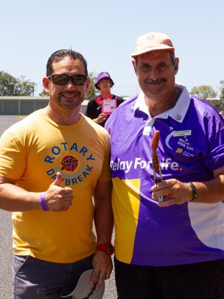 Shane Chung and Robert Renaud from Rotary City Daybreak at the 2023 Bundaberg Relay for Life.