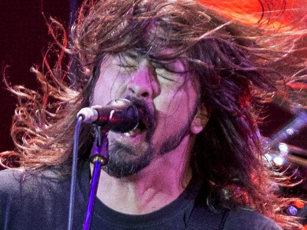 Foo Fighters performing at nib Stadium. Lead singer, Dave Grohl, in action.