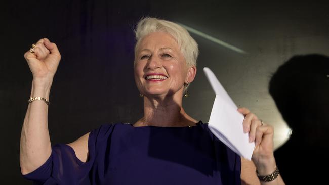 Kerryn Phelps delivers her victory speech. Picture: AAP.