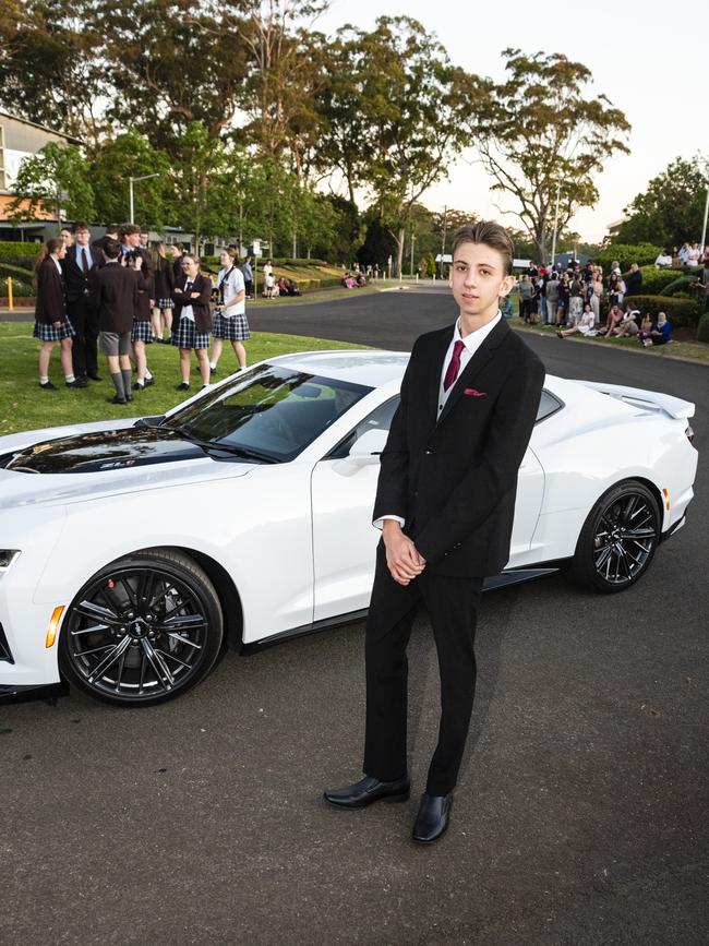 James Trost arrives at Harristown State High School formal at Highfields Cultural Centre, Friday, November 18, 2022. Picture: Kevin Farmer