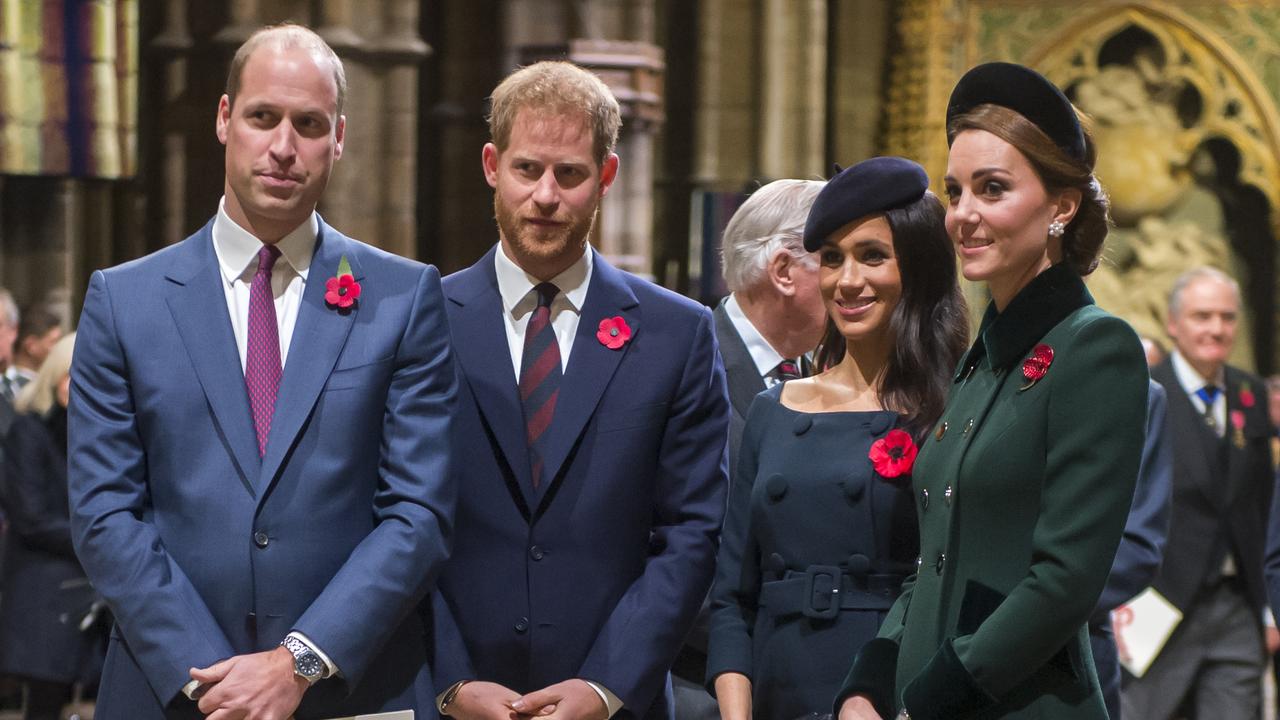 (FILE PHOTO) Prince Harry, Duke of Sussex and Meghan, Duchess Of Sussex have announced they are to step back as Senior Royals and say they want to divide their time between the UK and North America. LONDON, ENGLAND - NOVEMBER 11: Prince William, Duke of Cambridge and Catherine, Duchess of Cambridge, Prince Harry, Duke of Sussex and Meghan, Duchess of Sussex attend a service marking the centenary of WW1 armistice at Westminster Abbey on November 11, 2018 in London, England. The armistice ending the First World War between the Allies and Germany was signed at CompiÃ¨gne, France on eleventh hour of the eleventh day of the eleventh month - 11am on the 11th November 1918. This day is commemorated as Remembrance Day with special attention being paid for this yearÂ’s centenary.  (Photo by Paul Grover- WPA Pool/Getty Images)
