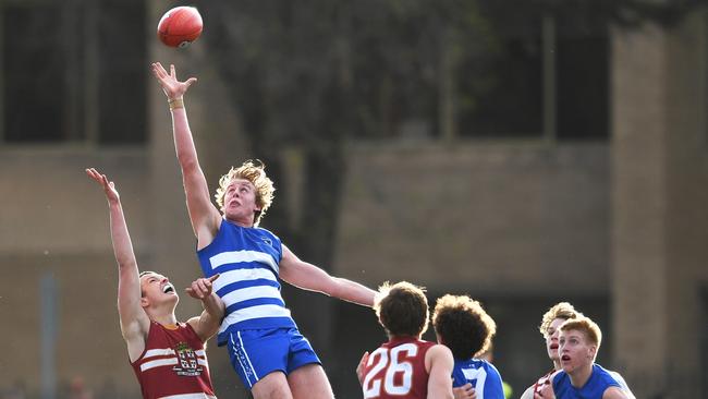 Action from the 2019 St Peter’s v Prince Alfred college football intercol. Picture: AAP/Mark Brake