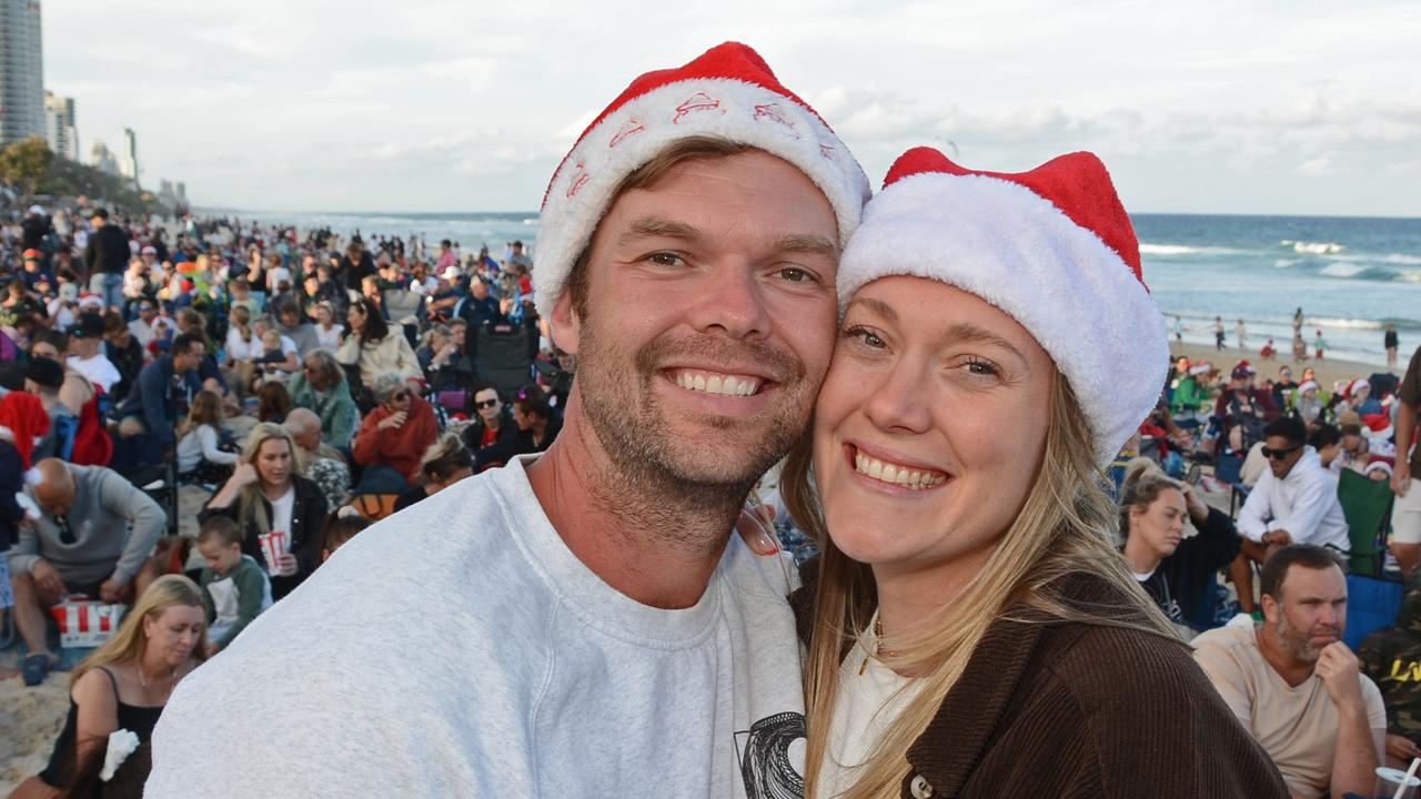 Sam Dawson and Emily Allen at Carols on the Beach, Surfers Paradise. Pic: Regina King