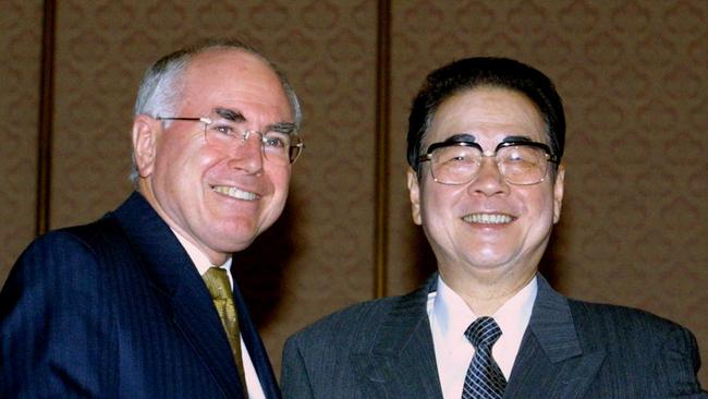 Then Prime Minister John Howard with the Chinese Chairman of the National People's Congress Li Peng at the Great Hall of the People in Beijing in 2002.