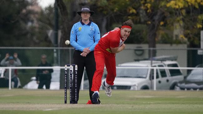 Devlin Webb bowling during last year’s grand final against Carlton. Picture: Valeriu Campan