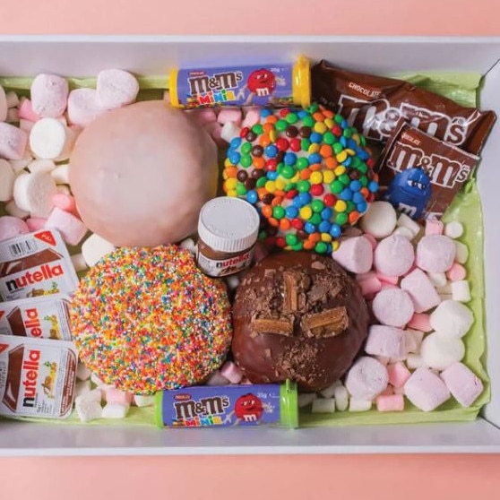 A Doughnut TIme birthday doughnut dessert box. Picture: Doughnut TIme