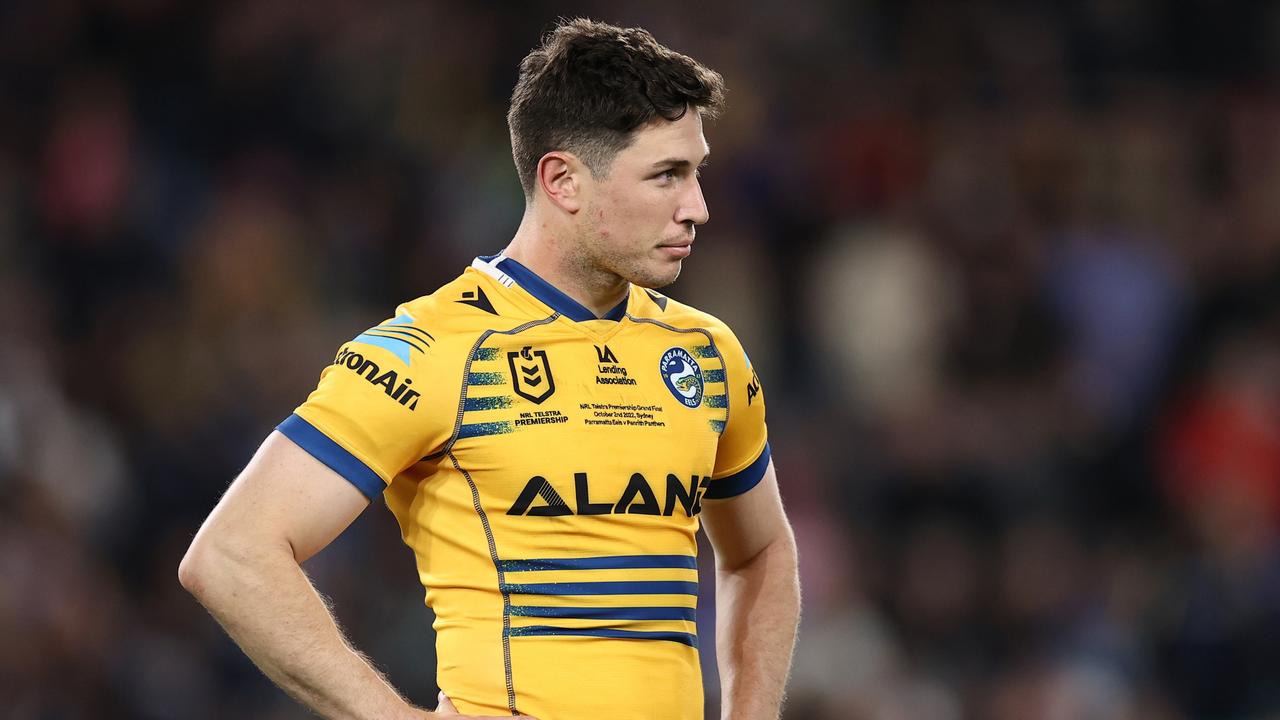 SYDNEY, AUSTRALIA - OCTOBER 02: Mitchell Moses of the Eels looks on during the 2022 NRL Grand Final match between the Penrith Panthers and the Parramatta Eels at Accor Stadium on October 02, 2022, in Sydney, Australia. (Photo by Cameron Spencer/Getty Images)