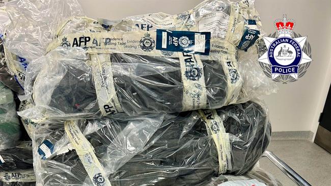 The drugs that were seized on a trolley. Photo: Australian Federal Police