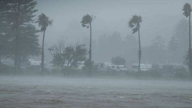 Narrabeen Lagoon and the caravan park. Picture: John Grainger