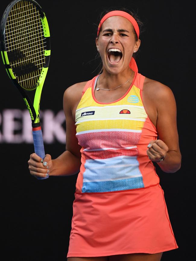 Monica Puig celebrates her win.