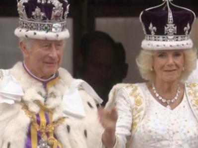 Charles and Camilla on the balcony.