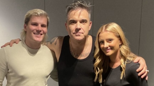 Jackson Warne with Robbie Williams with Kiah Broadsmith. Picture: Instagram