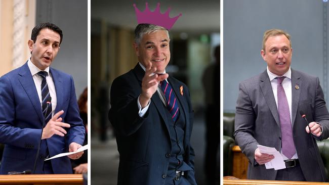 Opposition leader David Crisafulli, Katter's Australian Party leader Robbie Katter and Queensland Premier Steven Miles.